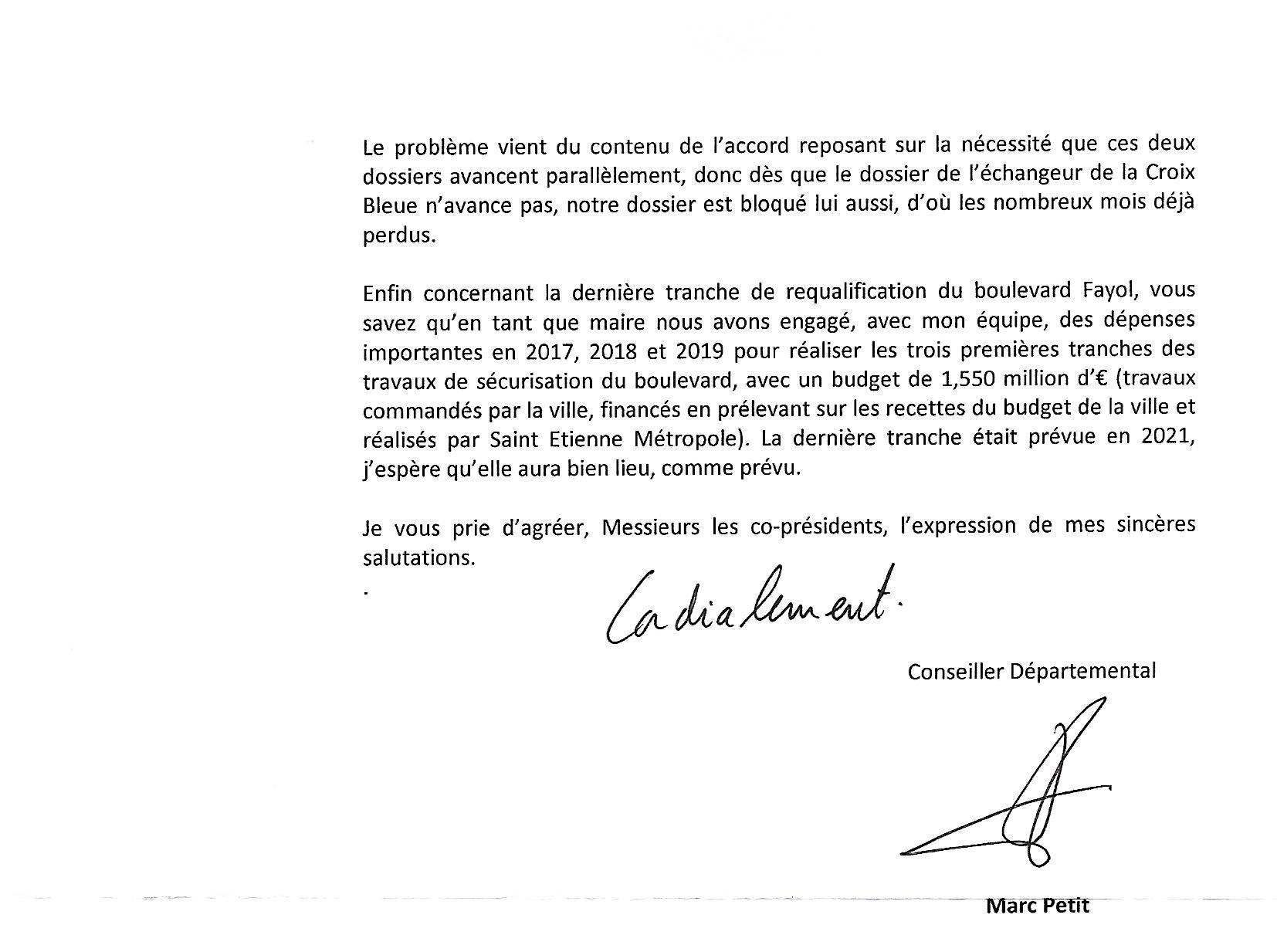 Courrier du Conseiller départemental Marc Petit p2