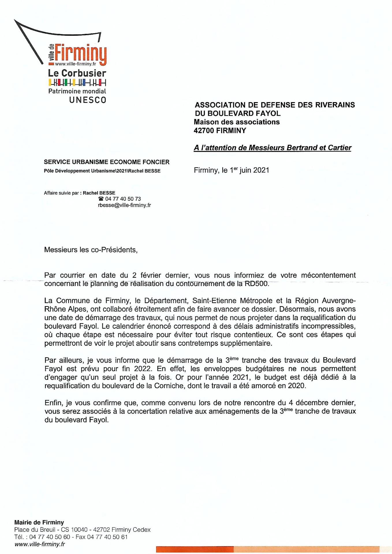 LETTRE DE Mr LE MAIRE